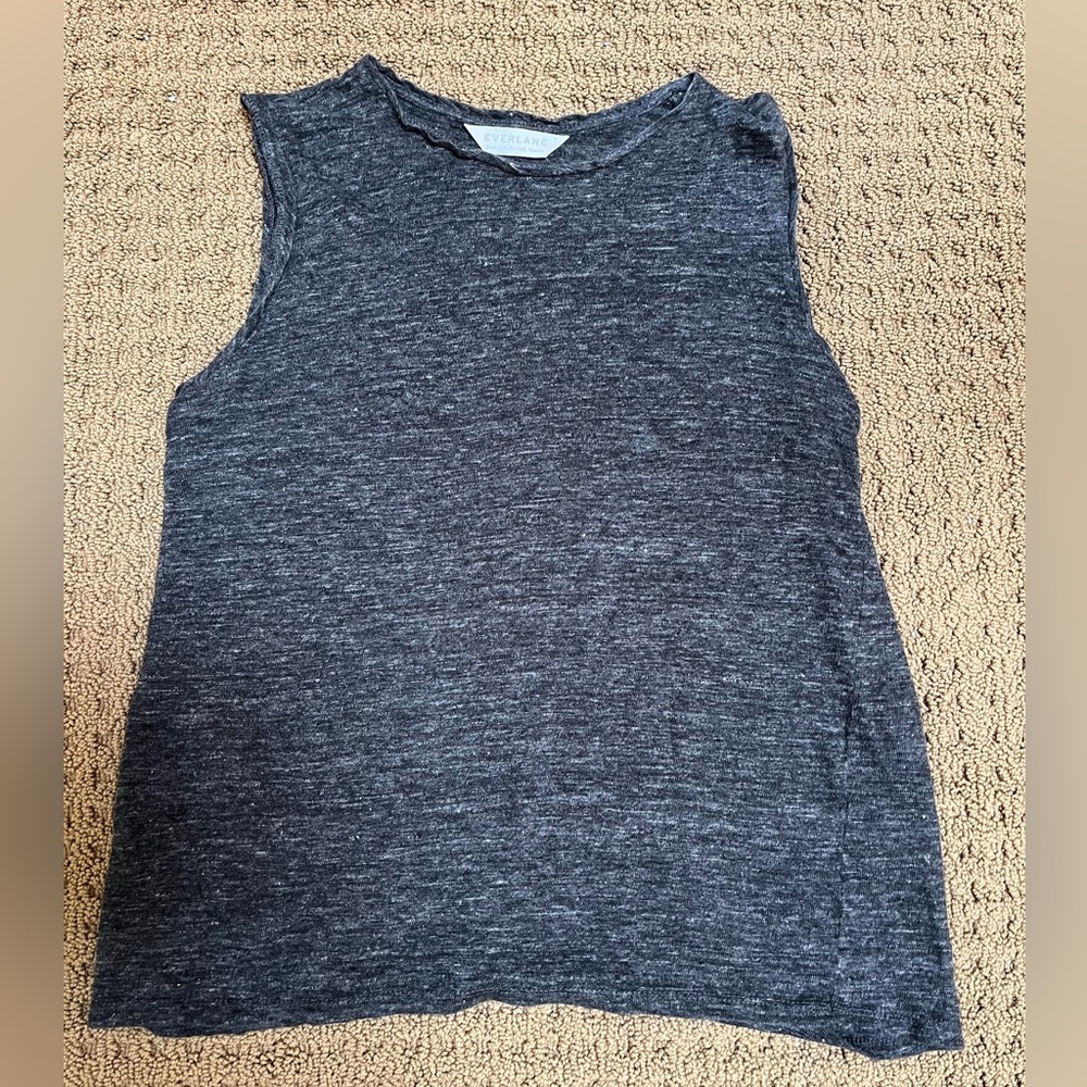 Everlane classic linen tank top charcoal - size s